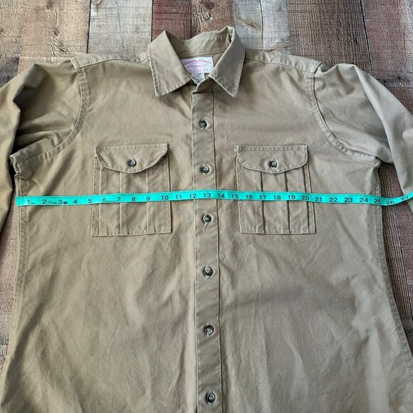 Vintage Filson Mens Khaki Shirt Size 44 Cotton Long Sleeve Button-Up - Picture 2 of 7